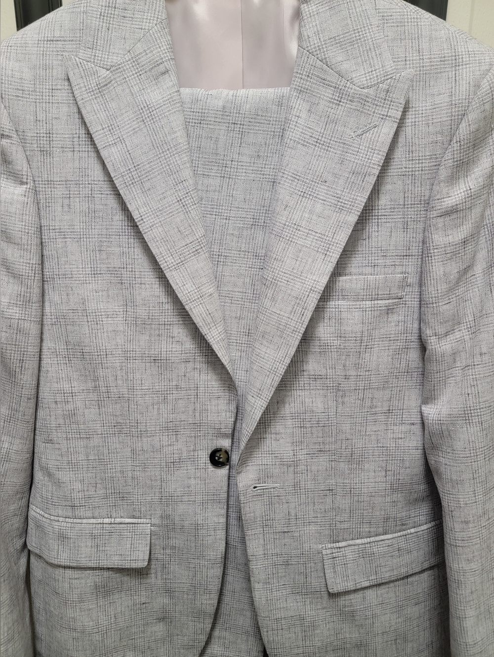 Men's Light Gray Plaid Suit - Classic Tailored Suit Jacket